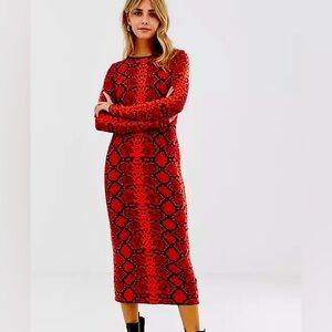 Asos Midi sweater dress in sneak skin print